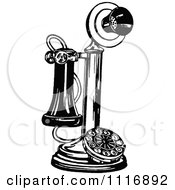 Clipart Of A Retro Vintage Black And White Candlestick Phone Royalty Free Vector Illustration by Prawny Vintage