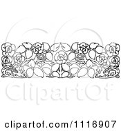 Clipart Of A Retro Vintage Black And White Floral Rose Border Royalty Free Vector Illustration by Prawny Vintage