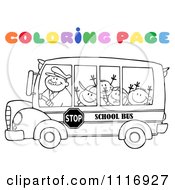 Poster, Art Print Of Coloring Page Happy School Bus Driver And Children