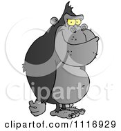 Clipart Of A Standing Black Gorilla Royalty Free Vector Illustration by Hit Toon