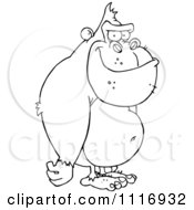 Clipart Of A Standing Outlined Gorilla Royalty Free Vector Illustration