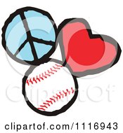 Poster, Art Print Of Peace Love Baseball Graphics