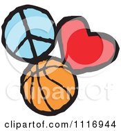 Poster, Art Print Of Peace Love Basketball Graphics