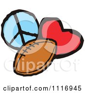 Poster, Art Print Of Peace Love Football Graphics