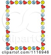 Cartoon Of Peace Love Happiness Border Frame With Copyspace Royalty Free Vector Clipart by Johnny Sajem