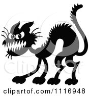 Cartoon Of A Black Scaredy Halloween Cat Royalty Free Vector Clipart
