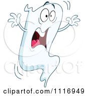 Cartoon Of A Spooked Halloween Ghost Screaming Royalty Free Vector Clipart