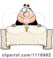 Poster, Art Print Of Happy Priest Over A Banner