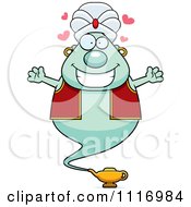 Vector Cartoon Loving Chubby Green Genie Royalty Free Clipart Graphic