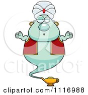 Vector Cartoon Careless Chubby Green Genie Royalty Free Clipart Graphic