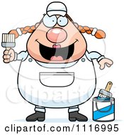 Vector Cartoon Frightened Female House Painter Worker Royalty Free Clipart Graphic