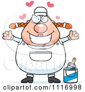 Vector Cartoon Loving Female House Painter Worker Royalty Free Clipart Graphic
