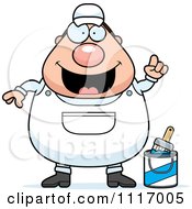 Vector Cartoon Frightened Male House Painter Worker With An Idea Royalty Free Clipart Graphic