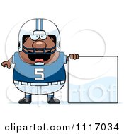 Poster, Art Print Of Chubby Black Football Player With A Sign