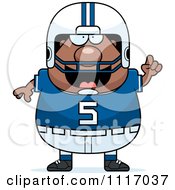 Vector Cartoon Of A Chubby Black Football Player With An Idea Royalty Free Clipart Graphic