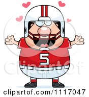 Vector Cartoon Of A Amorous Chubby White Football Player Royalty Free Clipart Graphic