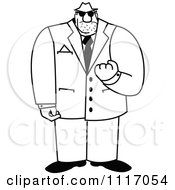 Black And White Tough Mobster Holding Up A Fist
