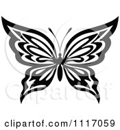 Vector Clipart Black And White Butterfly 4 Royalty Free Graphic Illustration