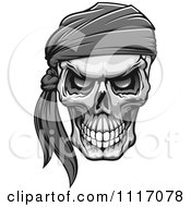Poster, Art Print Of Grayscale Evil Skull With A Bandana