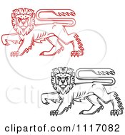 Poster, Art Print Of Red And Black Walking Heraldic Lions
