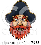 Poster, Art Print Of Pirate Captain Face With A Red Beard