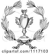 Poster, Art Print Of Grayscale Wreath And Trophy Cup