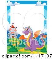 Poster, Art Print Of Fairy Tale Purple Dragon And Castle Frame