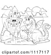 Poster, Art Print Of Outlined Castle Guardian Dragon