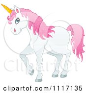 Poster, Art Print Of White Unicorn With Pink Hair