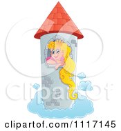 Vector Cartoon Of A Blond Princess In A Floating Tower Royalty Free Clipart Graphic