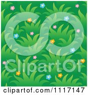 Vector Clipart Seamless Grass And Flower Background Pattern Royalty Free Graphic Illustration