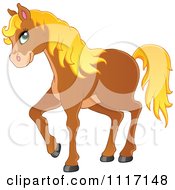 Poster, Art Print Of Cute Brown Horse With A Blond Mane