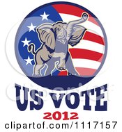 Poster, Art Print Of Retro Republican Political Party Elephant And Flag With Us Vote 2012 Text 2