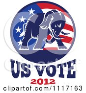 Vector Clipart Retro Republican Political Party Elephant And Flag With Us Vote 2012 Text 1 Royalty Free Graphic Illustration by patrimonio