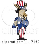 Retro Democratic Party Donkey Uncle Sam Holding A Thumb Up