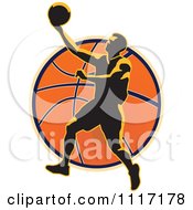 Poster, Art Print Of Retro Basketball Player Over A Ball