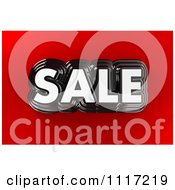 Clipart Of A 3d Chrome SALE Notice On Red Royalty Free CGI Illustration by stockillustrations