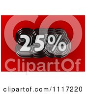 Poster, Art Print Of 3d Chrome 25 Percent Discount Sales Notice On Red