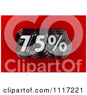 Poster, Art Print Of 3d Chrome 75 Percent Discount Sales Notice On Red
