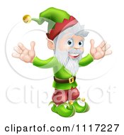 Happy Gnome Or Christmas Elf Holding Up His Arms