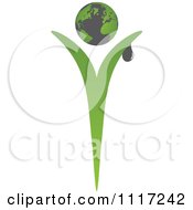 Poster, Art Print Of Green And Black Green Sustainable Energy Globe And Seedling