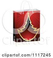 Vector Clipart Of A 3d Sales Shopping Bag With A Gold Christmas Tree Royalty Free Graphic Illustration by Andrei Marincas