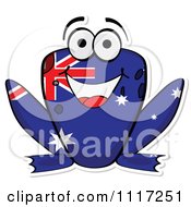 Vector Clipart Happy Australian Flag Frog Royalty Free Graphic Illustration