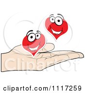 Vector Clipart Of A Gambling Poker Player Hand With Happy Hearts Royalty Free Graphic Illustration