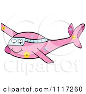 Vector Cartoon Of A Pink Floral Airplane With Heart Eyes Royalty Free Clipart Graphic by Andrei Marincas