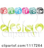 Vector Clipart Of 3d Cubes And Green Leaf And Water DESIGN Icons Royalty Free Graphic Illustration