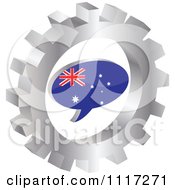 Poster, Art Print Of 3d Australian Flag Chat Balloon In A Silver Gear