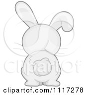 Cartoon Of A Rear View Of A Cute White Bunny Rabbit Royalty Free Vector Clipart