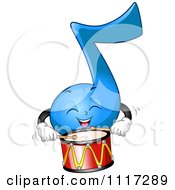 Poster, Art Print Of Happy Blue Music Note Playing The Drums