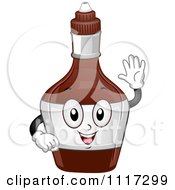 Cartoon Of A Happy Chocolate Syrup Bottle Waving Royalty Free Vector Clipart